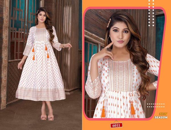 Golden Milky Bar Rayon Designer Kurti collection